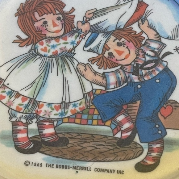 Raggedy Ann & Andy Plate Bowl Oneida 1969 Set 2 Piece Vintage Bobbs-Merrill - Picture 4 of 9